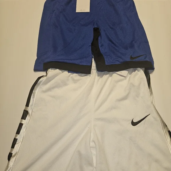 2 Pair of Nike Boys' Dri-FIT Elite Basketball Shorts White/Blue Large-/Bundle - Picture 13 of 16